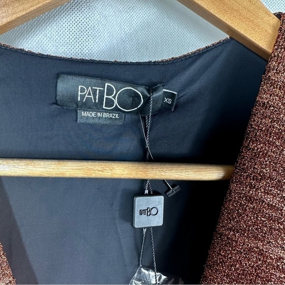 PatBo Lurex Embellished Deep V Neck Tunic Mini Dress Size XS Copper - Picture 9 of 15